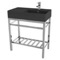 Modern Matte Black Ceramic Console Sink and Polished Chrome Base, 32